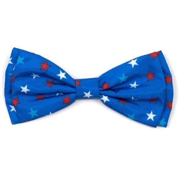 The Worthy Dog Cat or Dogs Bow Tie Small Patriotic Blue Stars Adjustable - Picture 1 of 4